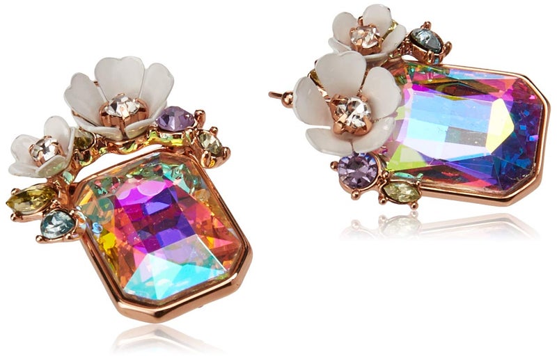 Betsey Johnson Flower Cluster Stone Drop Earrings - Image 2